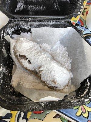 Fried Snickers.... (Drowned in powdered sugar. )