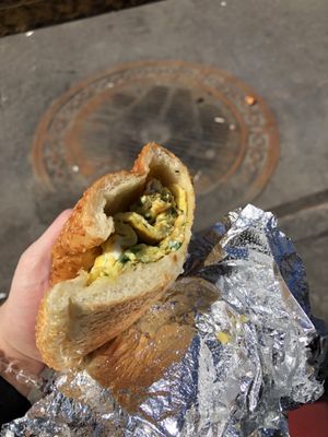 Eljeh (scrambled eggs with parsley) on ka'ak