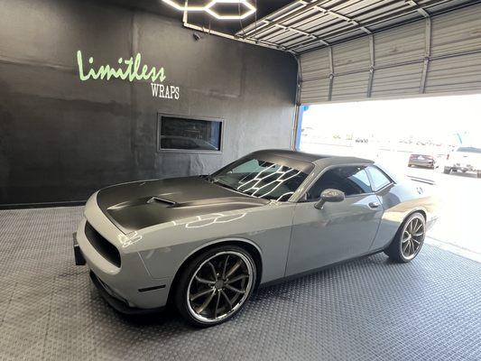 Hood, roof, trunk, spoiler, and windshield banner in 3M Satin Black