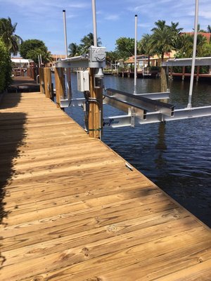 Love the new dock and boat lift installed by Morrison!   Thanks Mike.  Love it.