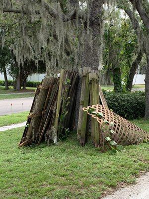 They hauled away all of the old fencing