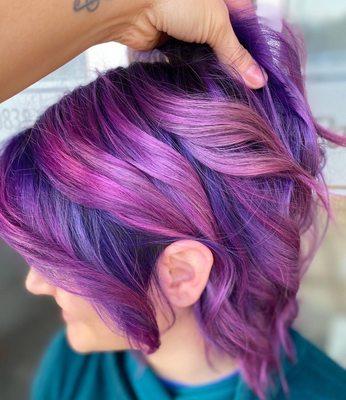 Pink and purple bubble technique