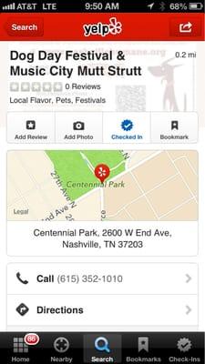 Did you know that on Yelp, you can check into events,write tips & reviews on them too? Check in today at the Dog Day Festival!