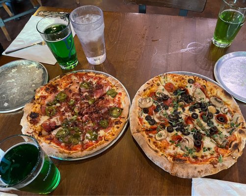 Pizza and green beer