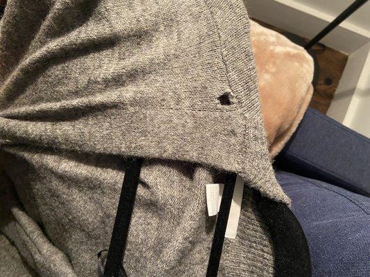 Hole in NEW cardigan