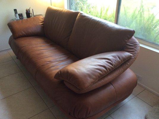 nice job in the recovering this 25 year old leather couch!