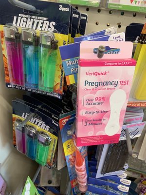 Just what you need for a hot date: A 3 pak of Lighters & a $1 Pregnancy Test. LOL