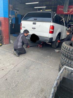 Fixing our tire