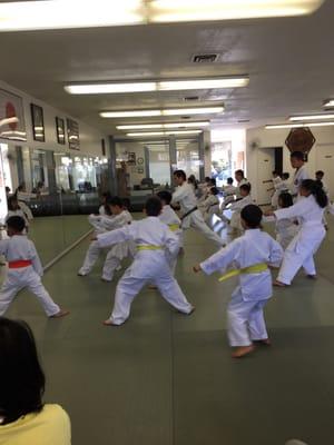 Kyle Funakoshi teaching young Karate learners