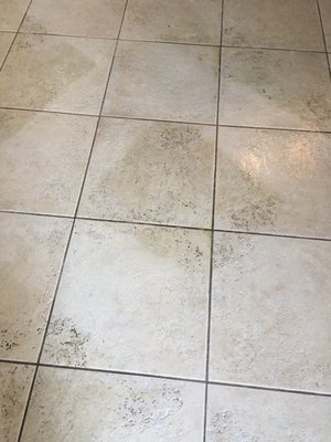 My tile is very pitted so very hard to keep clean. It's amazing how much deeper a clean Rob was able to do than I ever could!!