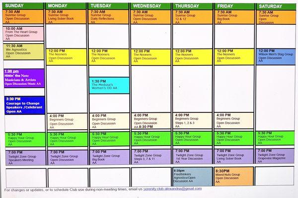 Current Meeting Schedule September 2024