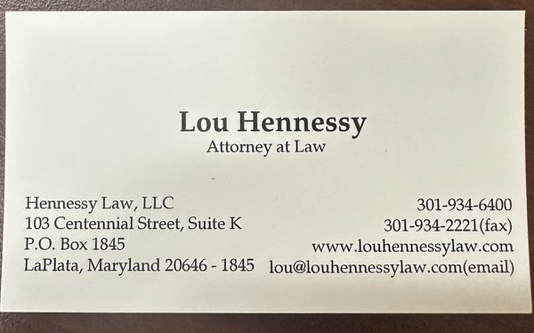 Lou Hennessy Business Card