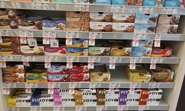 Obviously my favorite section of the store. I love the Quest and FitJoy bars.