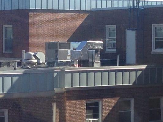 Custom fabricated ductwork and rooftop unit installation at Norwalk Hospital.