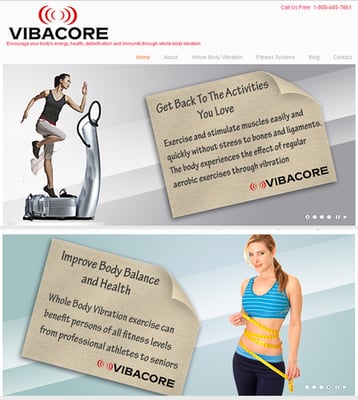 Web Design for Vibacore Power Plate.