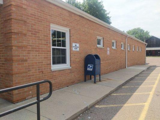 Parking lot and drop box outside.