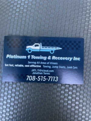 Platinum 1 towing business card