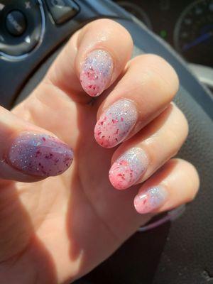 sparkly 4th ombre SNS. nails by Tina.