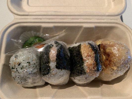 Onigiri Variety Pack (salmon, tuna mayo, wakame, butter-shoyu corn), very yummy