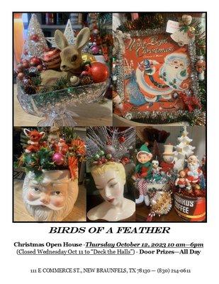 Christmas Open House - 10-6 Specials, Refreshments, Door Prizes, Thursday October 12 Hope to see you there