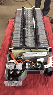 We service and repair Hybrid vehicles of all makes. This is a Prius Battery Pack.