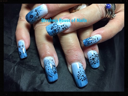 Gel marbling with stamping