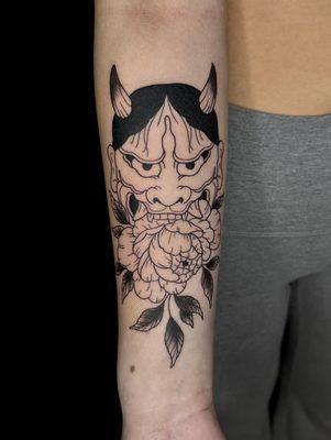 Hannya and peony by Hao