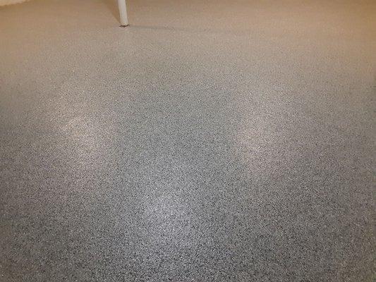 Fresh clean durable polyaspartic floor in Quicksilver