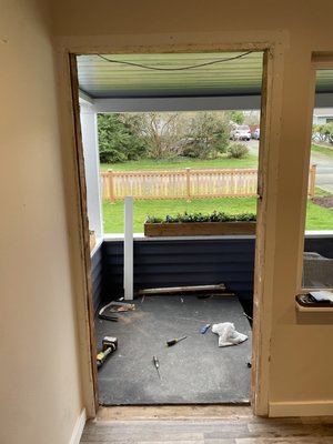 Replacing entire door frame.