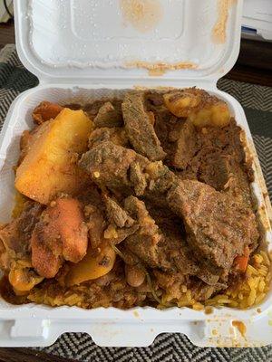 Beef stew and rice & beans