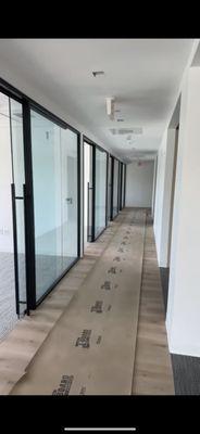 Glass wall partition system installation