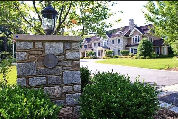 Custom stone house number set, full landscape design.