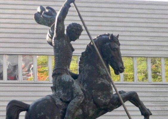 The St. George Statue is in Turtle Bay near the United Nations.