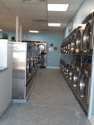 Washers (on left) and dryers