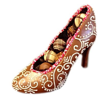 Chocolate shoe filled with truffles