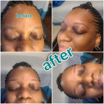 Eyebrow before and after threading