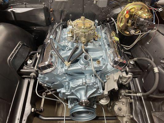 Newly rebuilt 400 ci Pontiac engine.