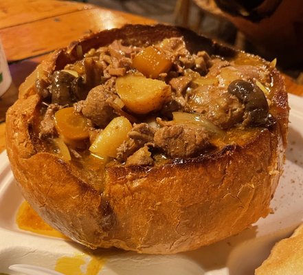 Beef Stew in crusty/yummy bread bowl