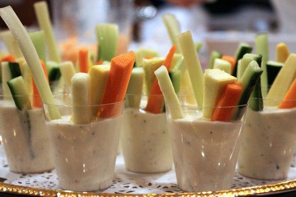 Garden Vegetable Shooters with Ranch Dressing