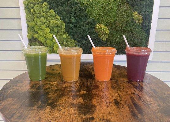 Juices Left to right : Emerald, Triple C's, Citrine, Ruby