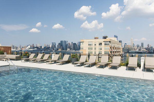 View from roof top pool in Hoboken