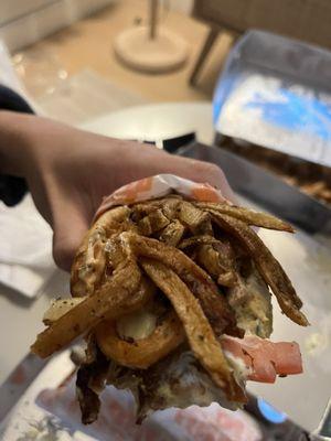 Fries inside the gyro