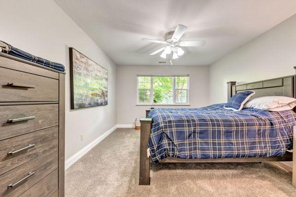 Comfortably sized master bedroom. Accommodates a king size bed, dresser and night stands