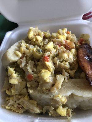 Ackee & Saltfish with boiled food