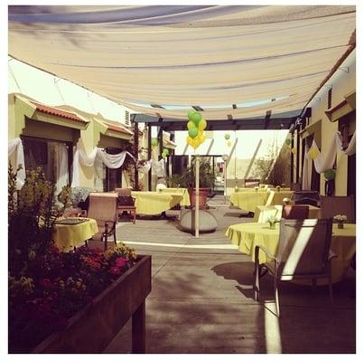 Garden Party inside White Blossom Care Center's outdoor patio