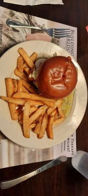 Top view of my burger platter.