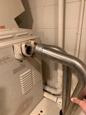 Header on a pool/spa heater