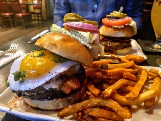 Blaze burger with duck egg.