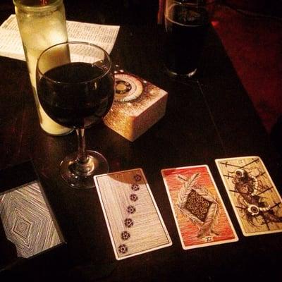 Tarot and wine makes for a good night.