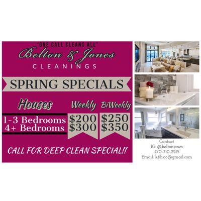 Check out our Spring Specials we currently have! Even for homes!